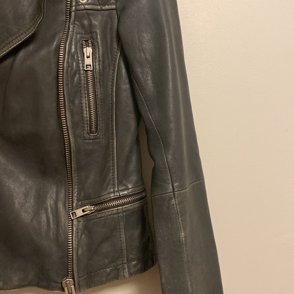SOLD All Saints Charcoal Leather Moto Jacket - Picture 13 of 15